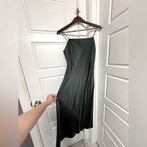 Banana Republic Silk Green Spaghetti Strap Slip Dress